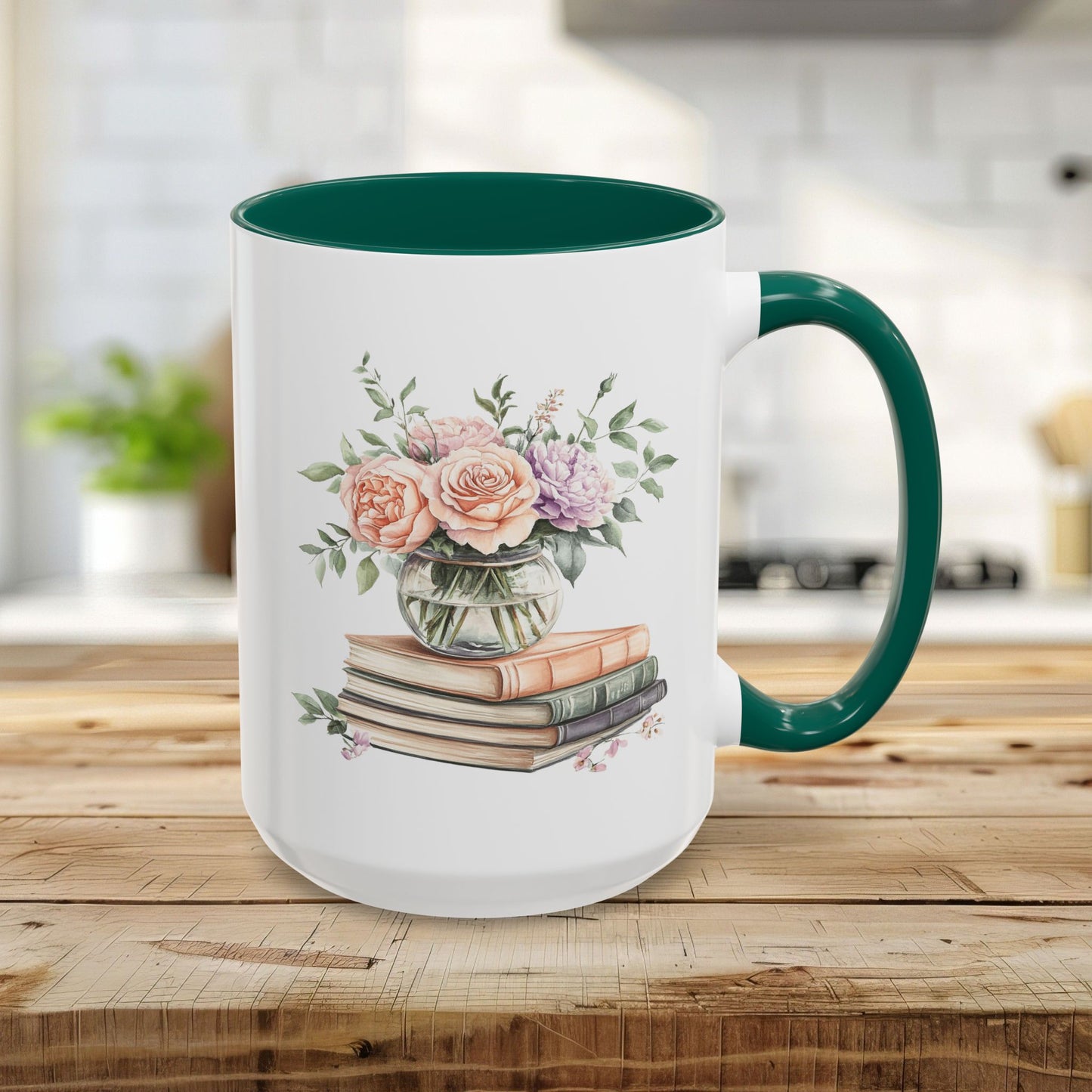 Spring Pastel Bouquet with Books Mug (11oz/15oz)