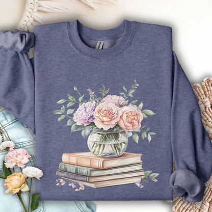 Spring Pastel Bouquet with Books Sweatshirt