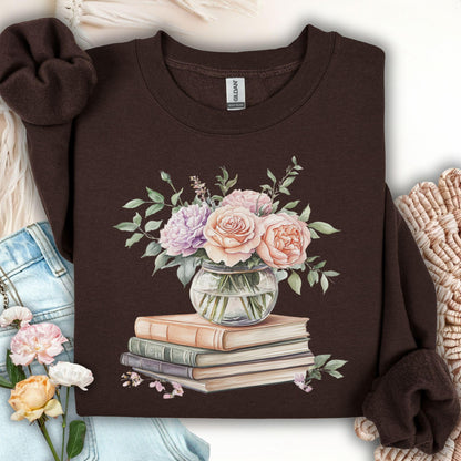 Spring Pastel Bouquet with Books Sweatshirt