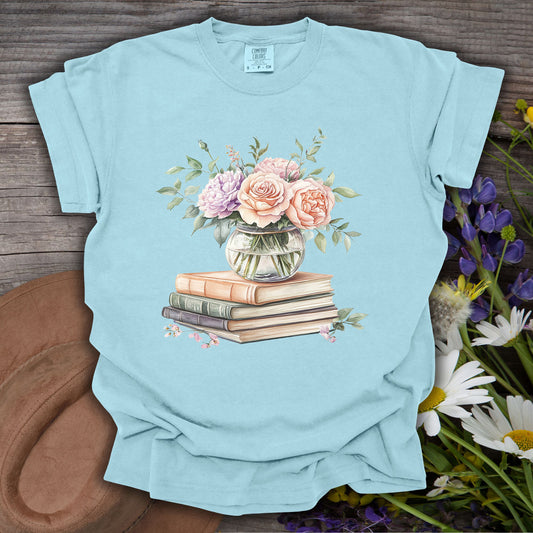 Spring Pastel Bouquet with Books T-Shirt