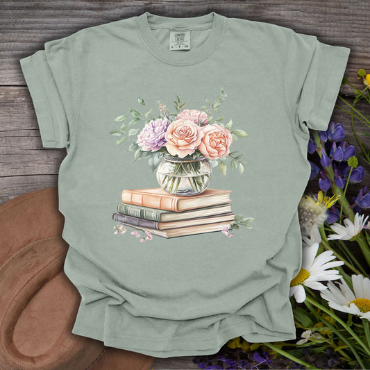Spring Pastel Bouquet with Books T-Shirt