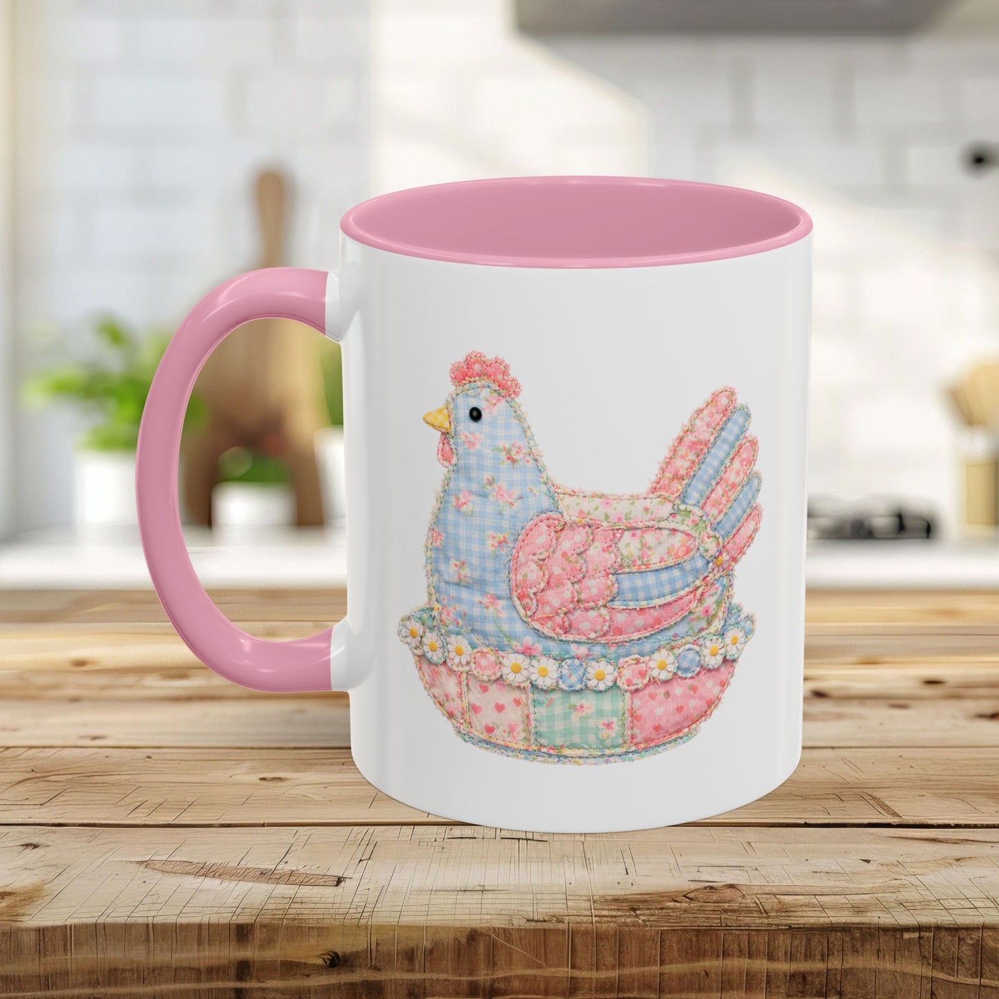 Spring Pastel Patchwork Hen Mug (11/15oz)