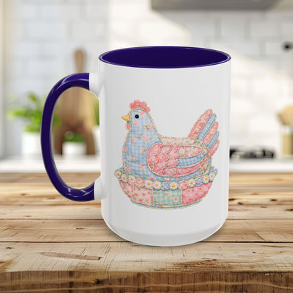 Spring Pastel Patchwork Hen Mug (11/15oz)