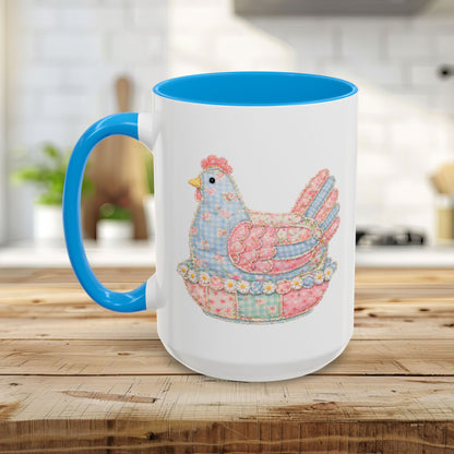 Spring Pastel Patchwork Hen Mug (11/15oz)