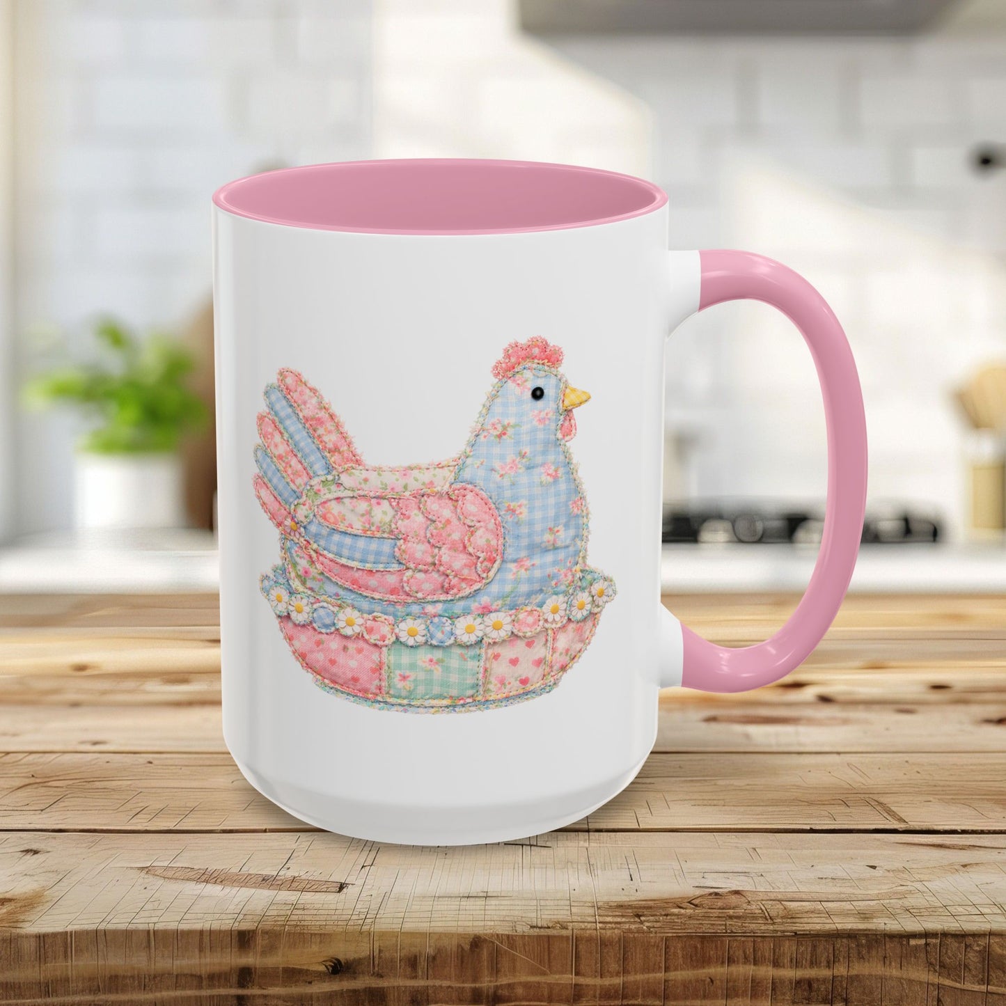 Spring Pastel Patchwork Hen Mug (11/15oz)