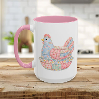 Spring Pastel Patchwork Hen Mug (11/15oz)
