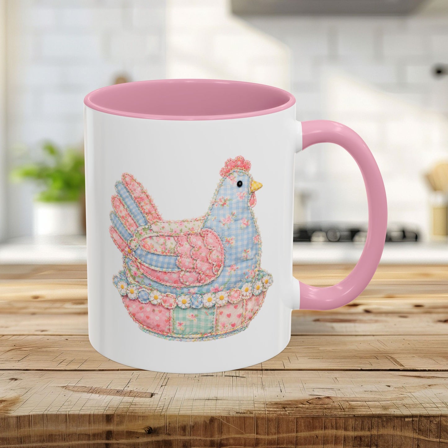 Spring Pastel Patchwork Hen Mug (11/15oz)