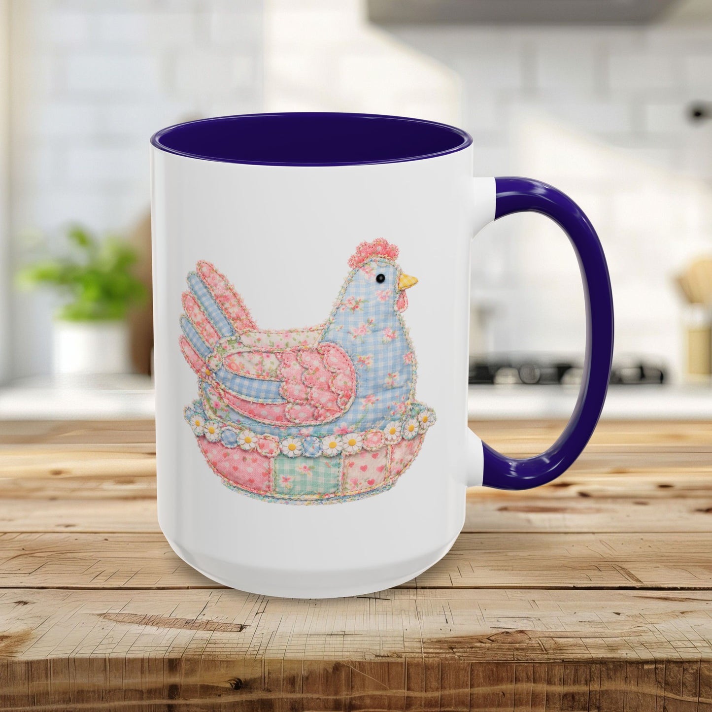 Spring Pastel Patchwork Hen Mug (11/15oz)