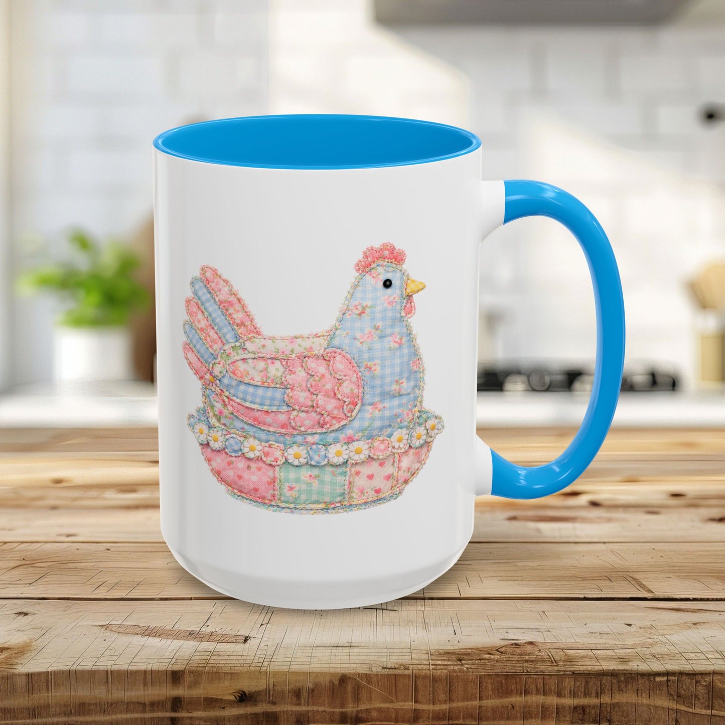 Spring Pastel Patchwork Hen Mug (11/15oz)