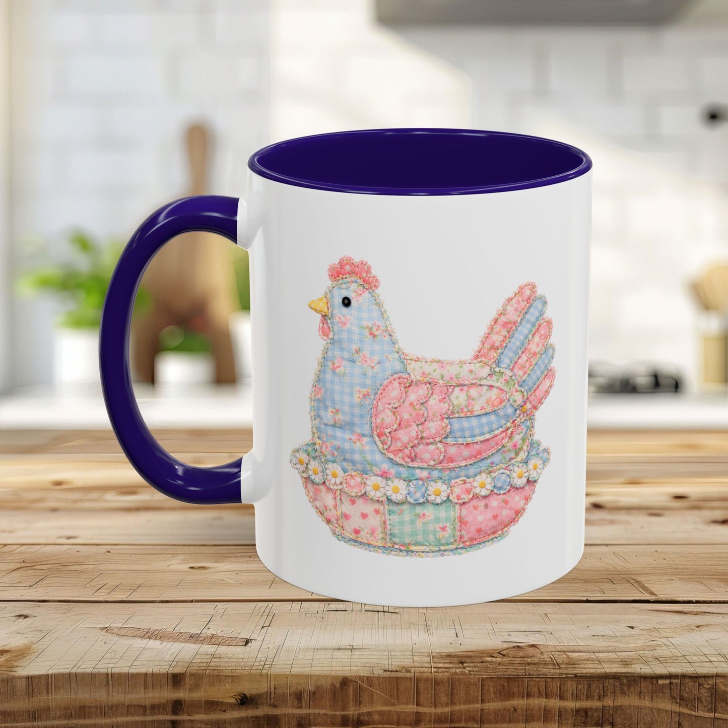 Spring Pastel Patchwork Hen Mug (11/15oz)