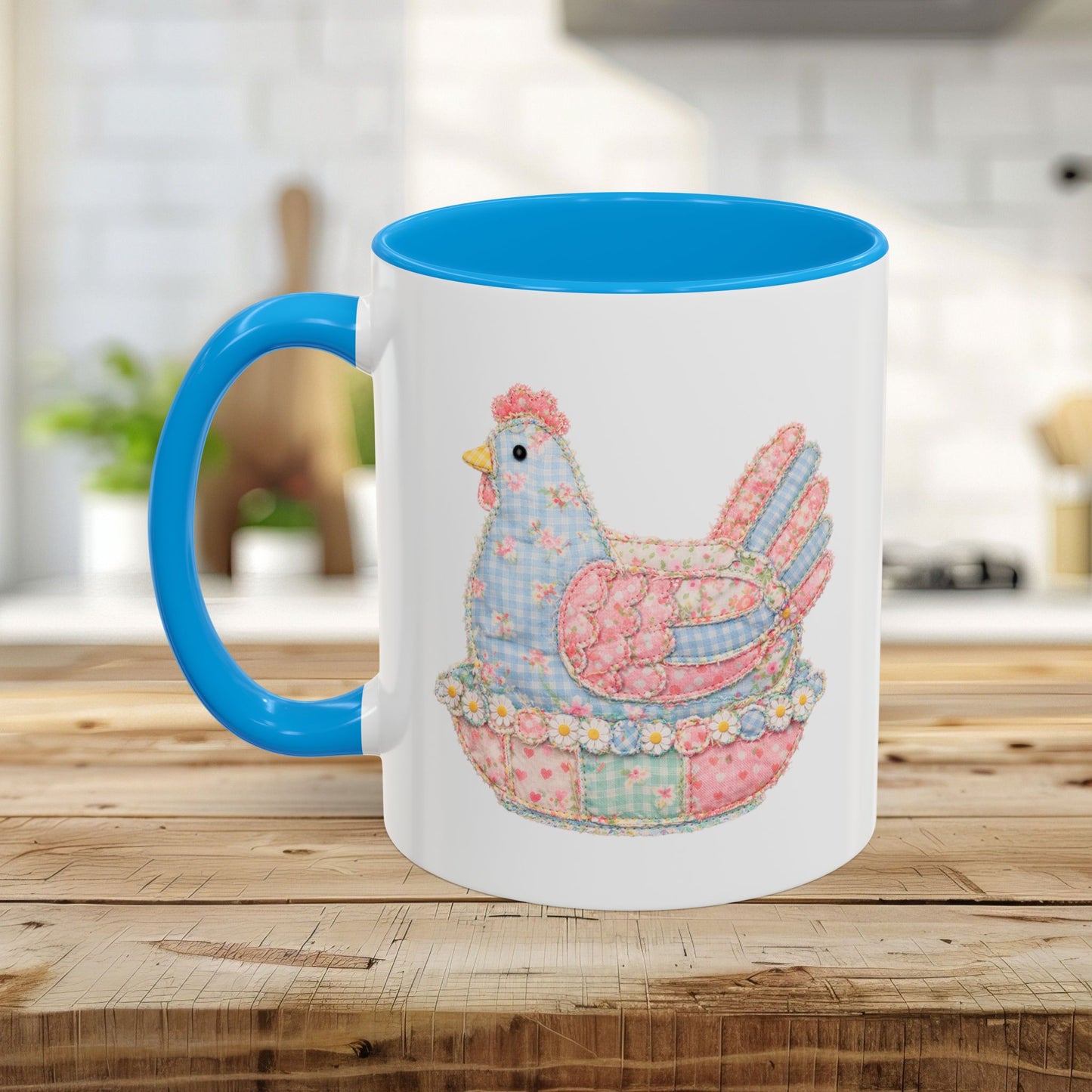 Spring Pastel Patchwork Hen Mug (11/15oz)
