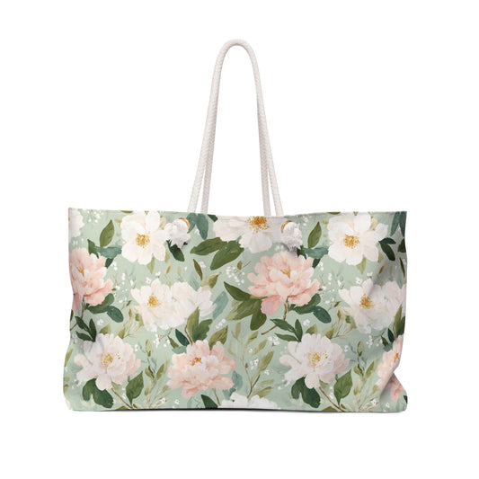 Spring Pastel Peony Weekender Bag