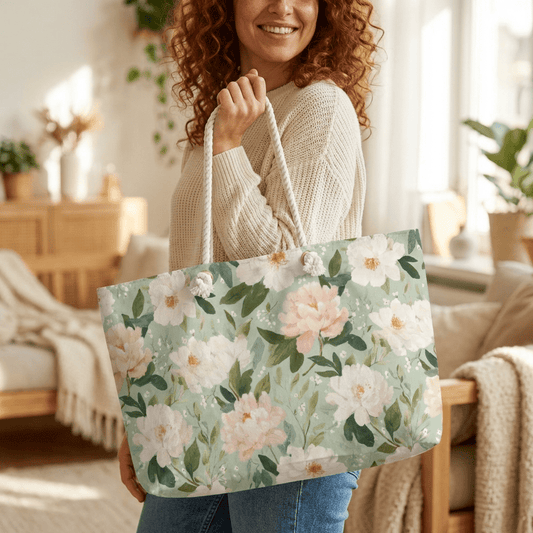 Spring Pastel Peony Weekender Bag