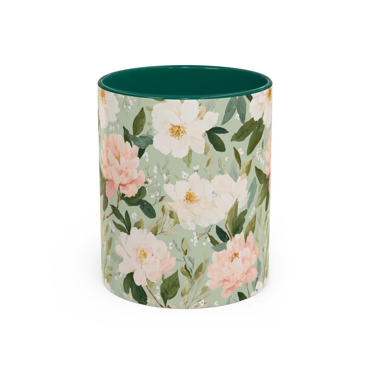 Spring Pink & Gren Floral Peony Mug (11/15oz)