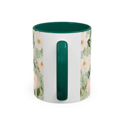 Spring Pink & Gren Floral Peony Mug (11/15oz)