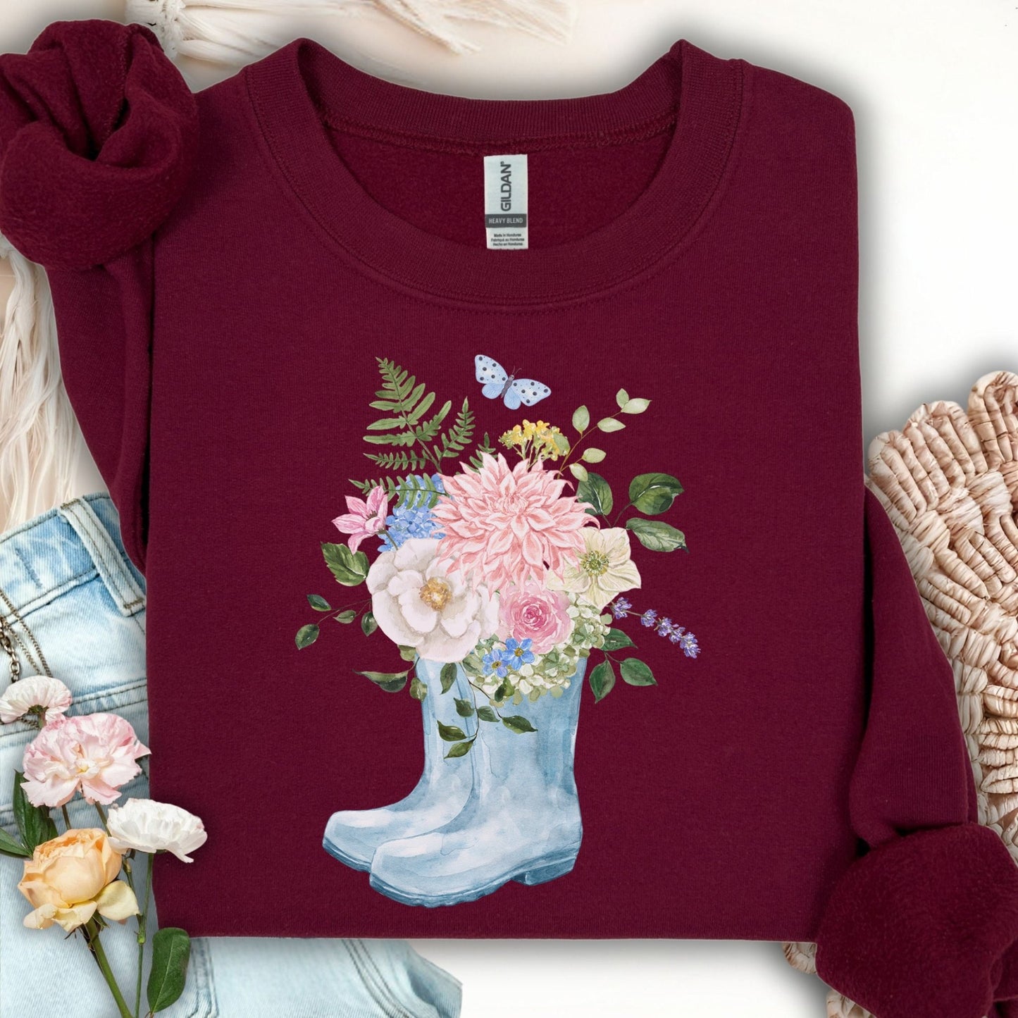 Spring Rainboots and Blooms Sweatshirt