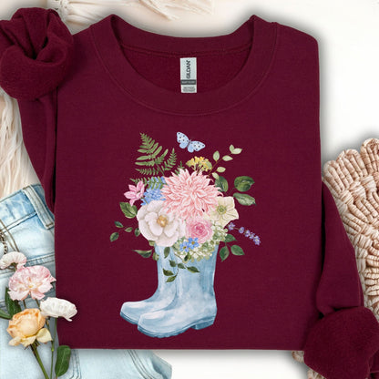 Spring Rainboots and Blooms Sweatshirt