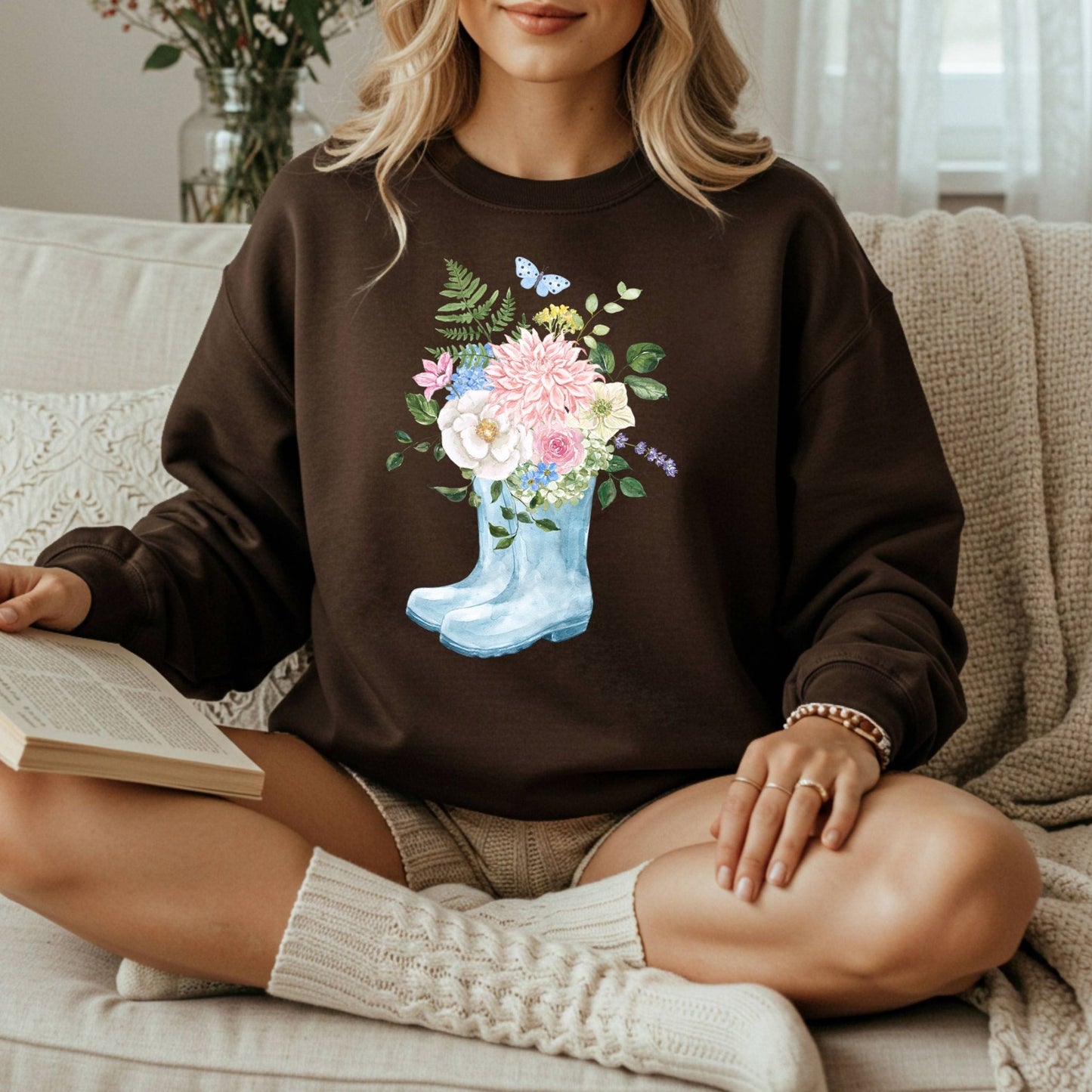 Spring Rainboots and Blooms Sweatshirt
