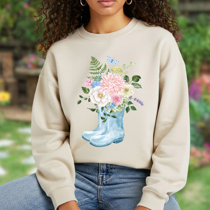 Spring Rainboots and Blooms Sweatshirt