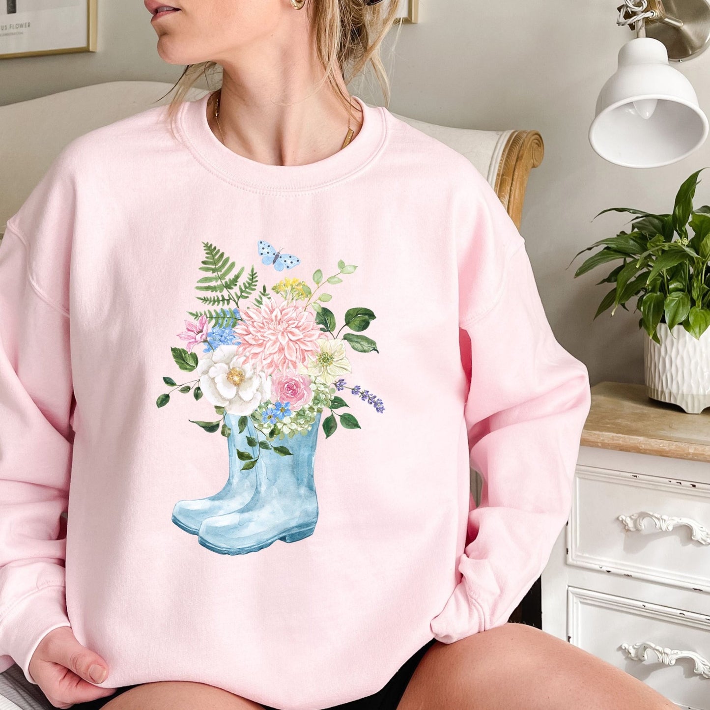 Spring Rainboots and Blooms Sweatshirt
