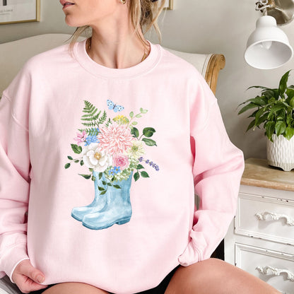 Spring Rainboots and Blooms Sweatshirt