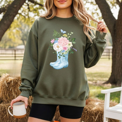 Spring Rainboots and Blooms Sweatshirt