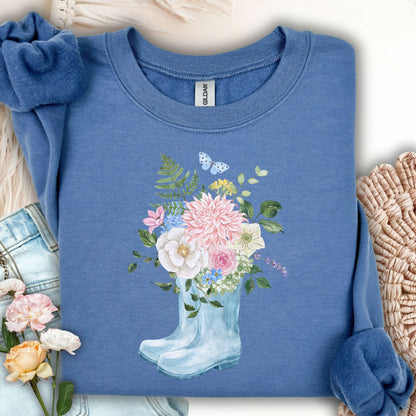 Spring Rainboots and Blooms Sweatshirt