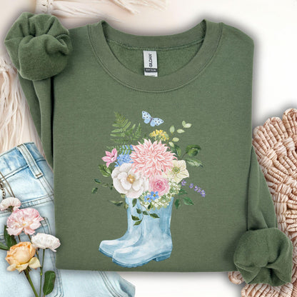 Spring Rainboots and Blooms Sweatshirt