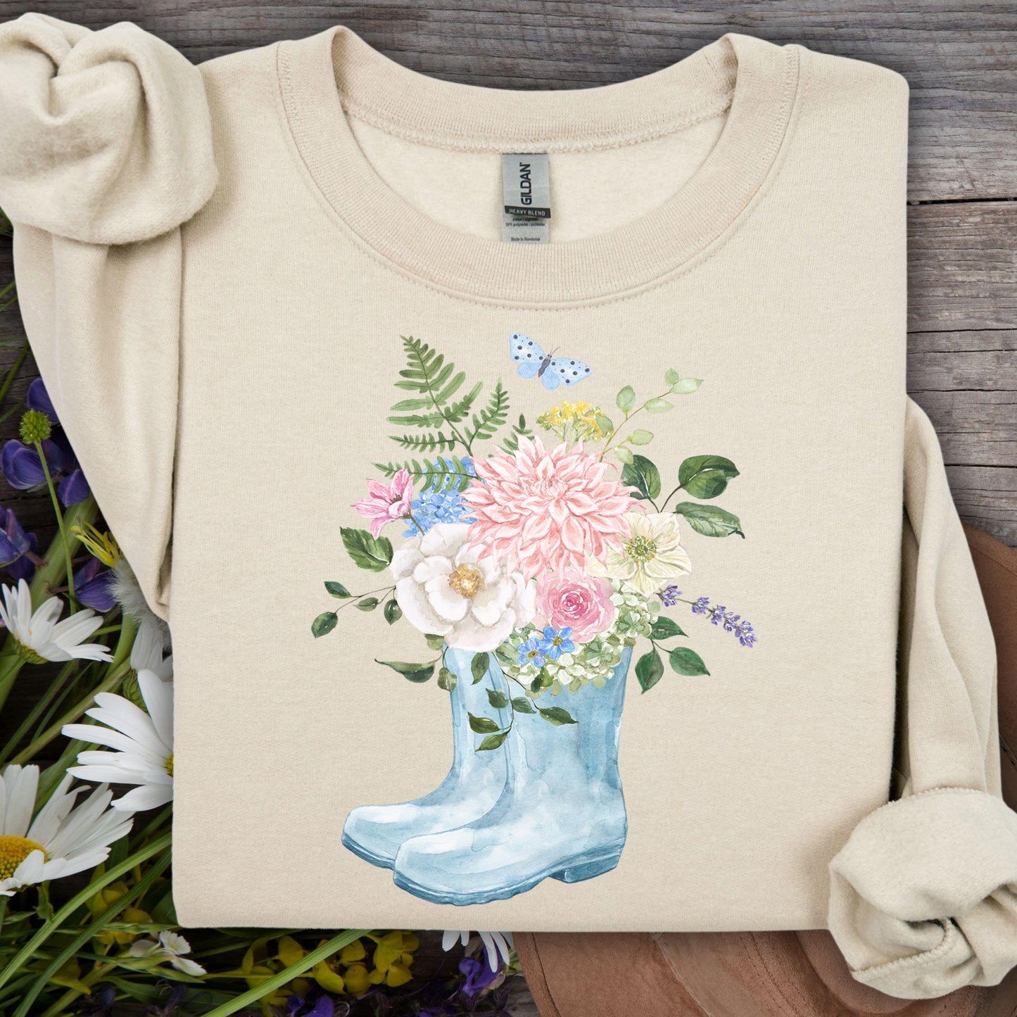 Spring Rainboots and Blooms Sweatshirt