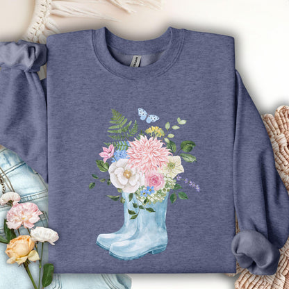 Spring Rainboots and Blooms Sweatshirt
