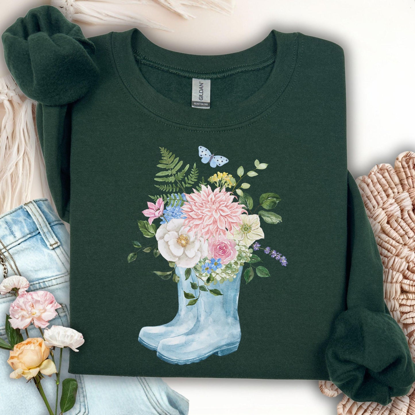 Spring Rainboots and Blooms Sweatshirt