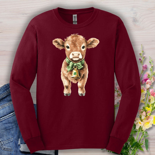 St. Patrick's Day Baby Highland Cow Long Sleeve Tee