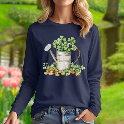 St. Patrick's Day Clover Watering Can Long Sleeve Tee