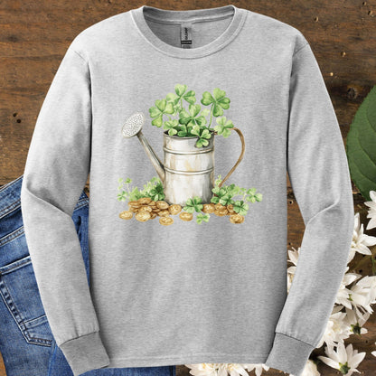St. Patrick's Day Clover Watering Can Long Sleeve Tee