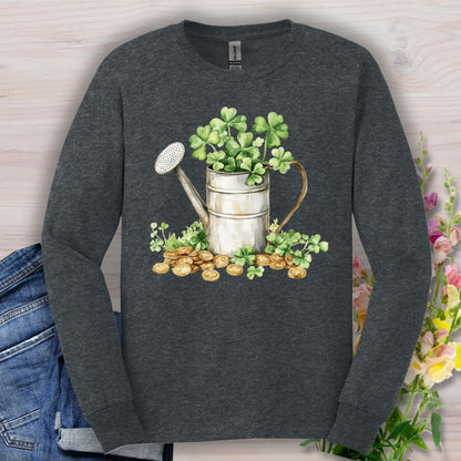 St. Patrick's Day Clover Watering Can Long Sleeve Tee
