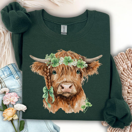 St. Patrick's Day Highland Cow Sweatshirt