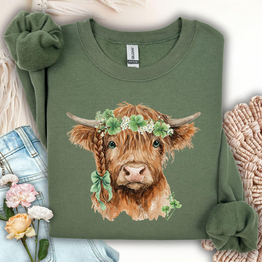 St. Patrick's Day Highland Cow Sweatshirt