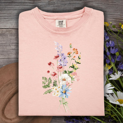 Wild Petal Threads T-Shirt S / peachy Summer Wildflowers T-Shirt