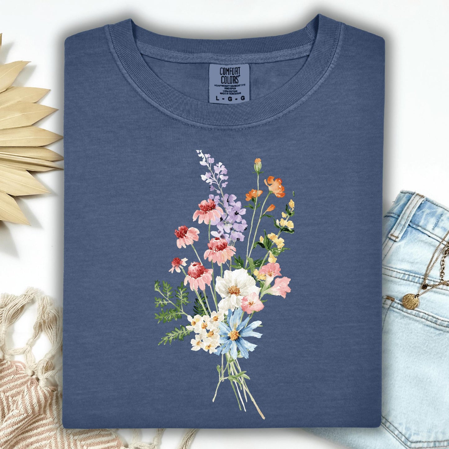 Wild Petal Threads T-Shirt S / denim Summer Wildflowers T-Shirt