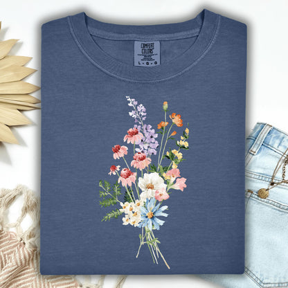 Wild Petal Threads T-Shirt S / denim Summer Wildflowers T-Shirt