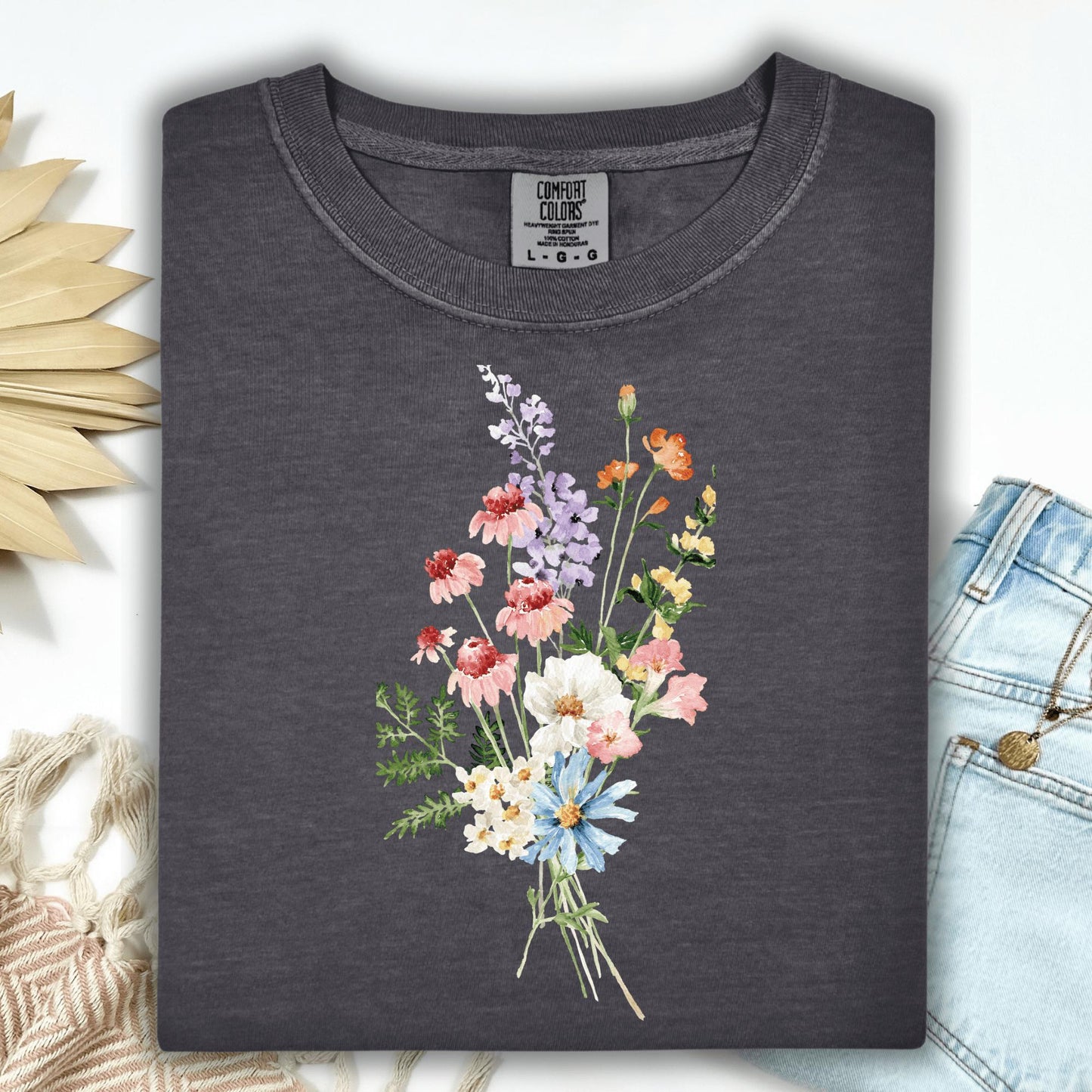 Wild Petal Threads T-Shirt S / pepper Summer Wildflowers T-Shirt