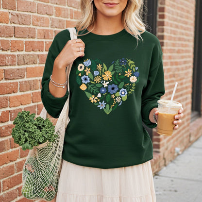 Sweet Blue Floral Heart Sweatshirt