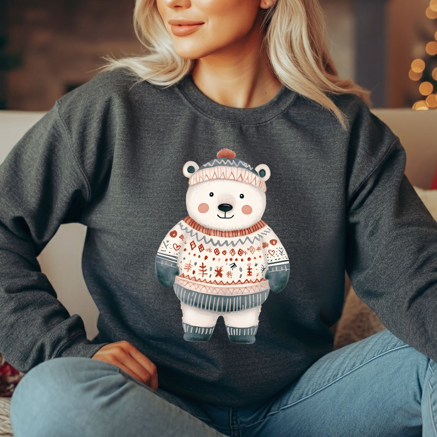 Sweet Fair Isle Polar Bear Sweatshirt