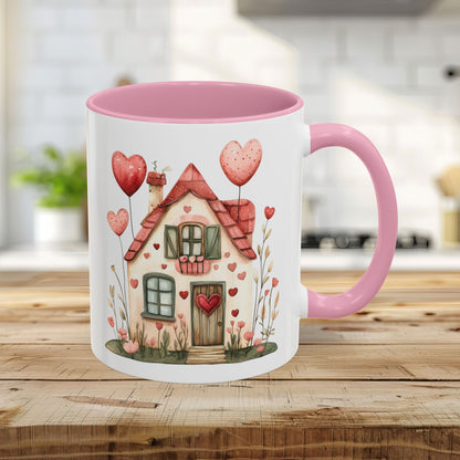 Sweet Pink and Green Valentine's Cottage Mug (11/15oz)