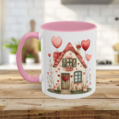 Sweet Pink and Green Valentine's Cottage Mug (11/15oz)