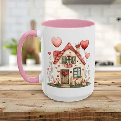 Sweet Pink and Green Valentine's Cottage Mug (11/15oz)