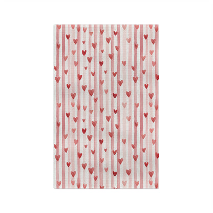 Sweet Valentine Heart & Stripe Microfiber Tea Towel