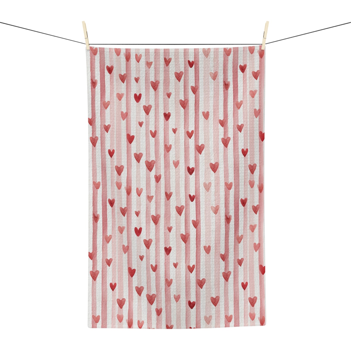 Sweet Valentine Heart & Stripe Microfiber Tea Towel