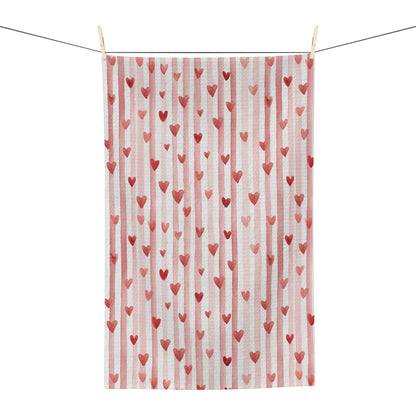 Sweet Valentine Heart & Stripe Microfiber Tea Towel