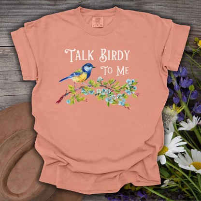 "Talk Birdy to Me" Floral Bluebird T-Shirt